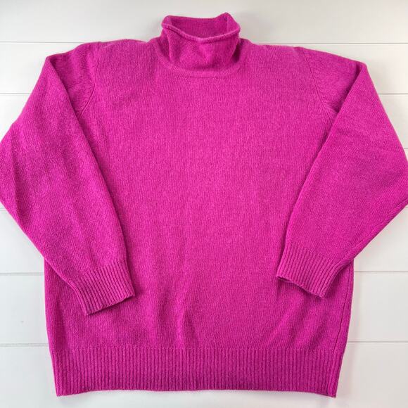 Deans of Scotland Vintage Pink Turtleneck Wool Rabbit Hair Sweater Size Large - Picture 1 of 5